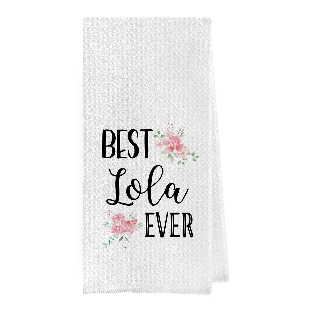 Geqtt Grandma Gift Dish Towel - Lola Waffle Weave Kitchen Towel Lola Tea Towel Kitchen Decor Dish Towel Gift for Mothers Day - Birthday - Holiday (16×24 Inches)