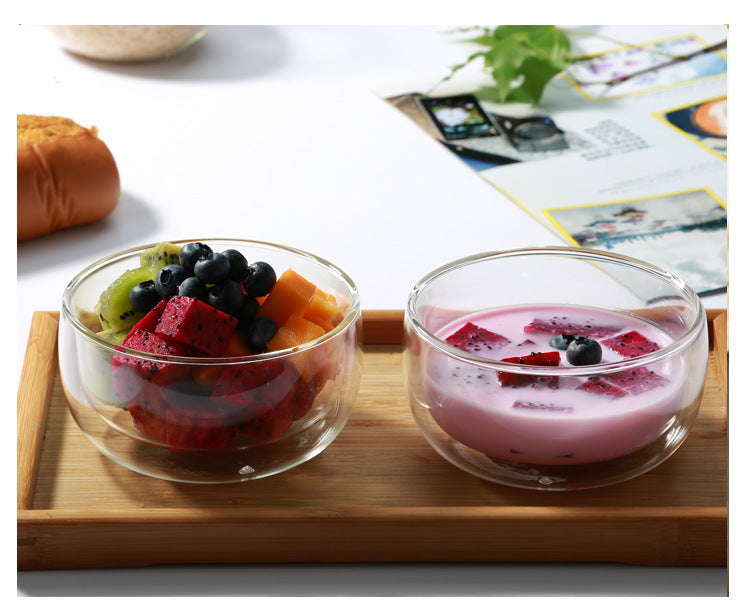 Double Layer Heat-Resistant Glass Bowl Set for Desserts