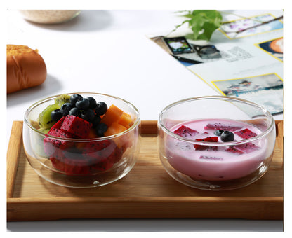 Double Layer Heat-Resistant Glass Bowl Set for Desserts