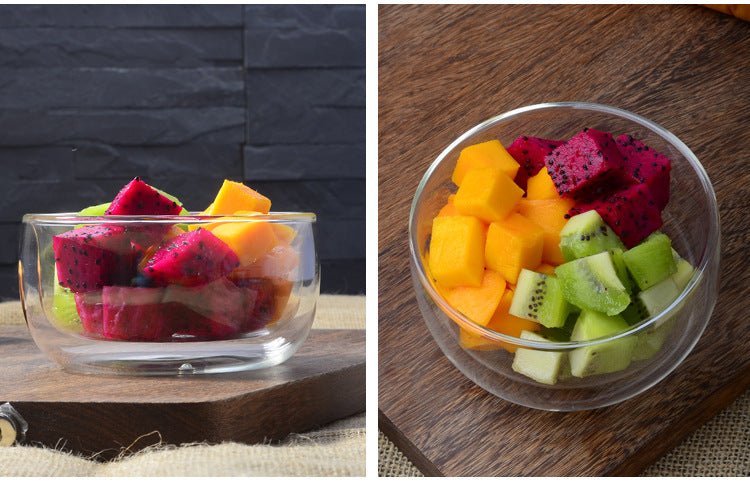 Double Layer Heat-Resistant Glass Bowl Set for Desserts