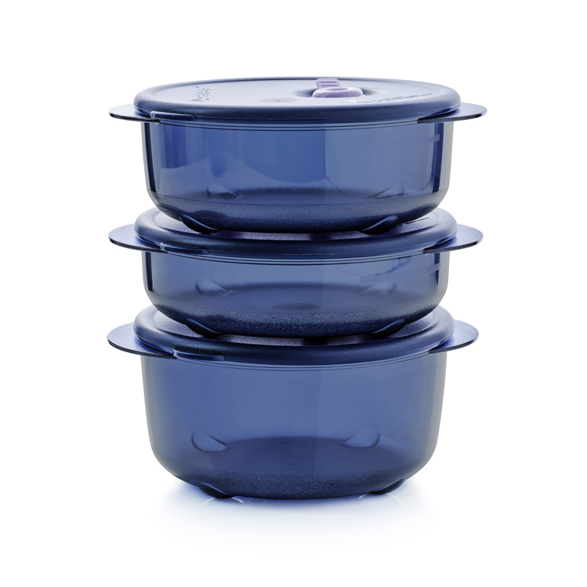 Tupperware Brand Vent ‘N Serve Container Set - 3 Small Round Containers to Prep Freeze & Reheat Meals + Lids - Dishwasher Microwave & Freezer Safe - BPA Free