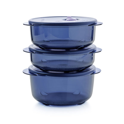 Tupperware Brand Vent ‘N Serve Container Set - 3 Small Round Containers to Prep Freeze & Reheat Meals + Lids - Dishwasher Microwave & Freezer Safe - BPA Free