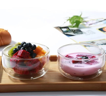 Double Layer Heat-Resistant Glass Bowl Set for Desserts