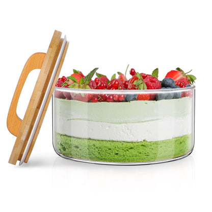 91oz Large Glass Bowls with Lids Salad Trifle Bowl Glass Mixing Serving Bowl with Lid Trifle Dish for Storing Ice Cream Cakes Cupcakes Salads Microwave & Dishwasher Safe