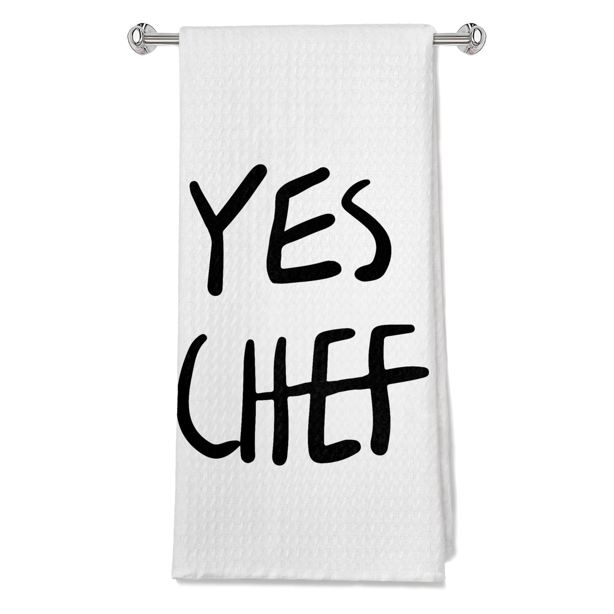 OFJE Yes Chef Minimalistic Waffle Kitchen Towel Dish Towel Cloth 16x24Yes Chef Tea Towel for BakingYes Chef Dish Towels for Drying DishesLet Me Cook Dish Towel Chef’s Towel (White)