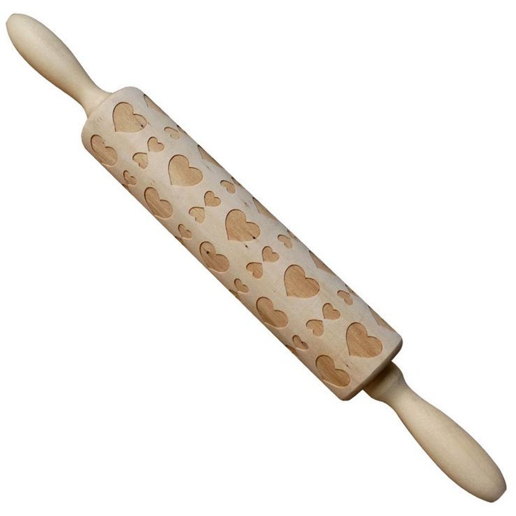 Laser Engraved Wooden Rolling Pin with Love Pattern